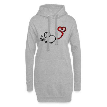 Mausi-Herz - Hoodie-Kleid - Grau meliert - Vorne