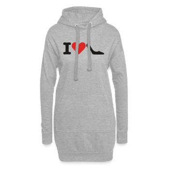J'aime chaussure - I love Shoes - Sweat-shirt à capuche long Femme - gris chiné - Devant