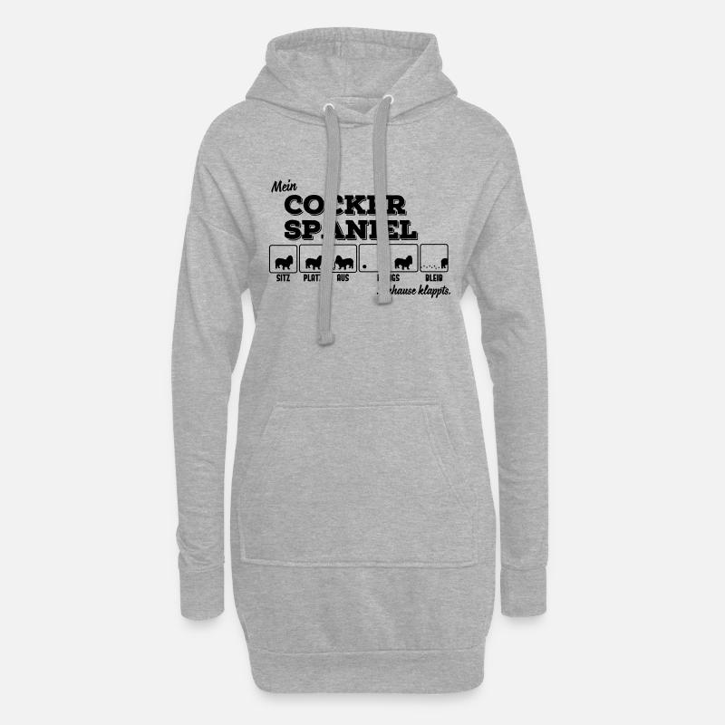 Mein Cocker Spaniel - zuhause klappts - Hoodie-Kleid - Grau meliert