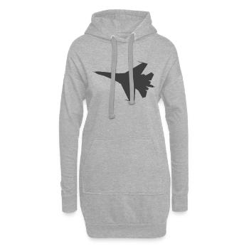 chasseur à réaction militaire avion Jet Silhouette - Sweat-shirt à capuche long Femme - gris chiné - Devant