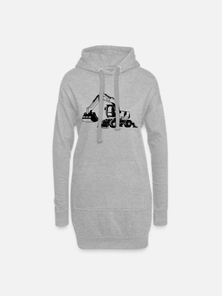 Mobilbagger 1 / excavator / Pelle - Sweat-shirt à capuche long Femme - gris chiné