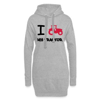i_love_my_tractor - Hoodie-Kleid - Grau meliert - Vorne