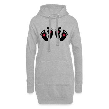 Twins Heart Feet - Zwillinge Herz Füße - Hoodie-Kleid - Grau meliert - Vorne