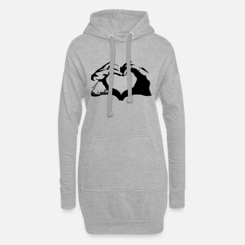 Hände formen Herz - herzliches Design - Hoodie-Kleid - Grau meliert