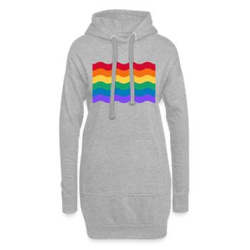 Drapeau ondulé de la fierté gaie arc-en-ciel - Sweat-shirt à capuche long Femme - gris chiné - Devant