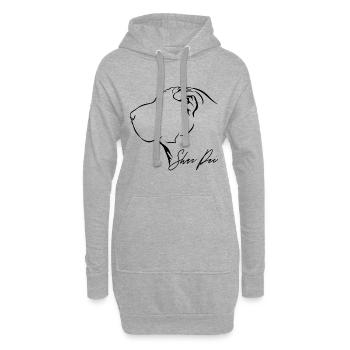 SHAR PEI Profil Chiens Chien Wilsigns - Sweat-shirt à capuche long Femme - gris chiné - Devant