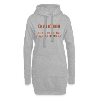 Ich bin Dozentin - ich rette die Welt - Hoodie-Kleid - Grau meliert - Vorne