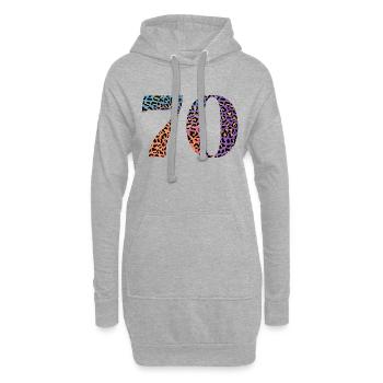 70e anniversaire léopard - Sweat-shirt à capuche long Femme - gris chiné - Devant