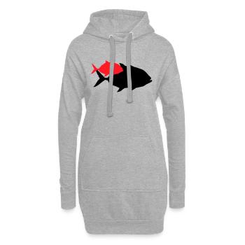 Silhouette de poisson piranha - Sweat-shirt à capuche long Femme - gris chiné - Devant