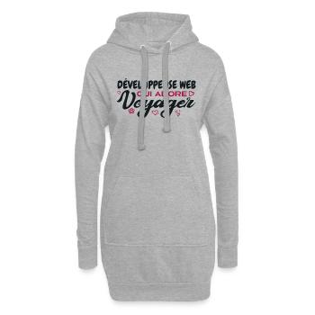 Webentwickler, Weltenbummler, Reisebegeisterter - Hoodie-Kleid - Grau meliert - Vorne
