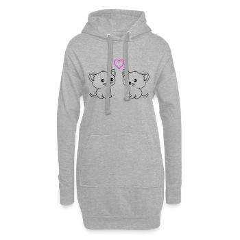 süße katzen love - Hoodie-Kleid - Grau meliert - Vorne