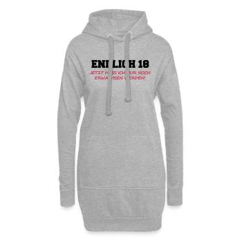 Endlich 18 Geburtstag Erwachsen werden Spruch - Hoodie-Kleid - Grau meliert - Vorne