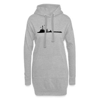 Landschaft - Leuchtturm - Hoodie-Kleid - Grau meliert - Vorne