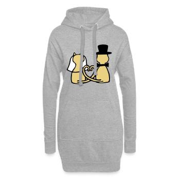Katzen Hochzeit - Hoodie-Kleid - Grau meliert - Vorne