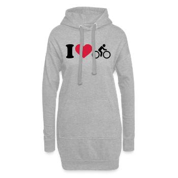 I love Cycling - Sweat-shirt à capuche long Femme - gris chiné - Devant