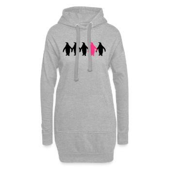 Être différents pingouins amusant motif - Sweat-shirt à capuche long Femme - gris chiné - Devant