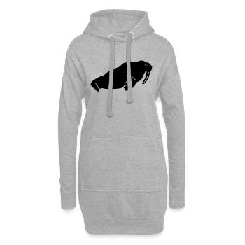 Morse - Sweat-shirt à capuche long Femme - gris chiné - Devant