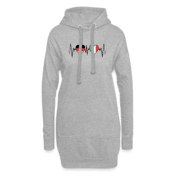ECG de pouls de battement de coeur d'Allemagne et d'Italie - Sweat-shirt à capuche long Femme - gris chiné - Devant