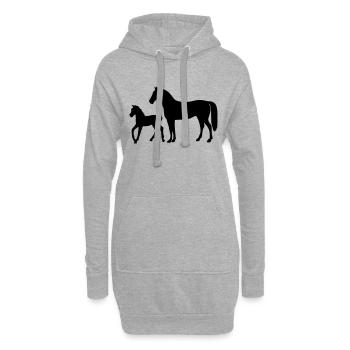 Cheval avec poulain - Sweat-shirt à capuche long Femme - gris chiné - Devant
