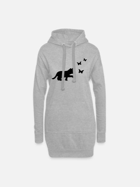 Katze Schmetterling - Hoodie-Kleid - Grau meliert