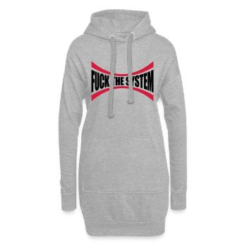 Logo Fuck the system - Hoodie-Kleid - Grau meliert - Vorne