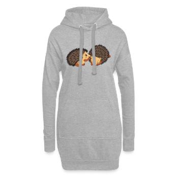 Zwei niedliche Igel - Hoodie-Kleid - Grau meliert - Vorne