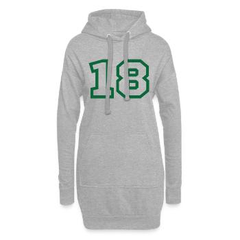 Numéro 18 sport vert - Sweat-shirt à capuche long Femme - gris chiné - Devant