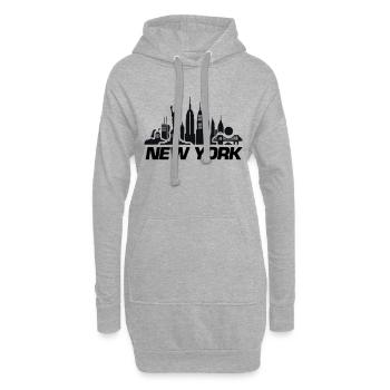 horizon de new york - Sweat-shirt à capuche long Femme - gris chiné - Devant