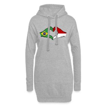 Brésil Monaco Drapeau Main Coeur Forme - Sweat-shirt à capuche long Femme - gris chiné - Devant
