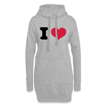 i love - Sweat-shirt à capuche long Femme - gris chiné - Devant