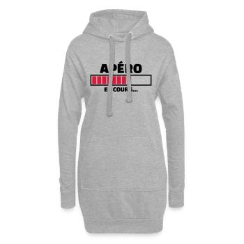 apéro en cours - Sweat-shirt à capuche long Femme - gris chiné - Devant
