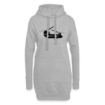 helicoptere_chinook - Sweat-shirt à capuche long Femme - gris chiné - Devant