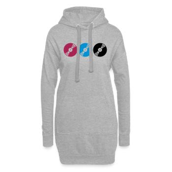 vinyl bunte reihe discjockey club music liebe musi - Hoodie-Kleid - Grau meliert - Vorne
