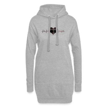 Herz - Hoodie-Kleid - Grau meliert - Vorne