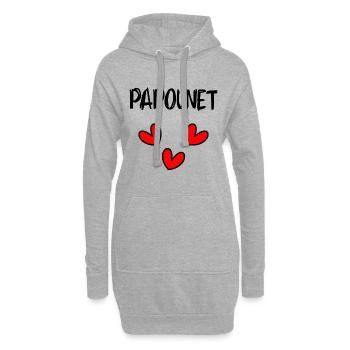 PAPOUNET. FÊTE DES PÈRES. BONNE FÊTE PAPA. PAPA - Sweat-shirt à capuche long Femme - gris chiné - Devant