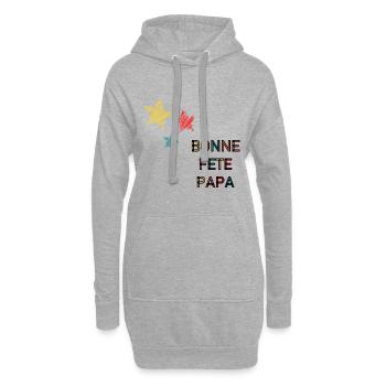 FÊTE DES PÈRES. BONNE FÊTE PAPA. PAPA. BONNE FÊTE - Sweat-shirt à capuche long Femme - gris chiné - Devant