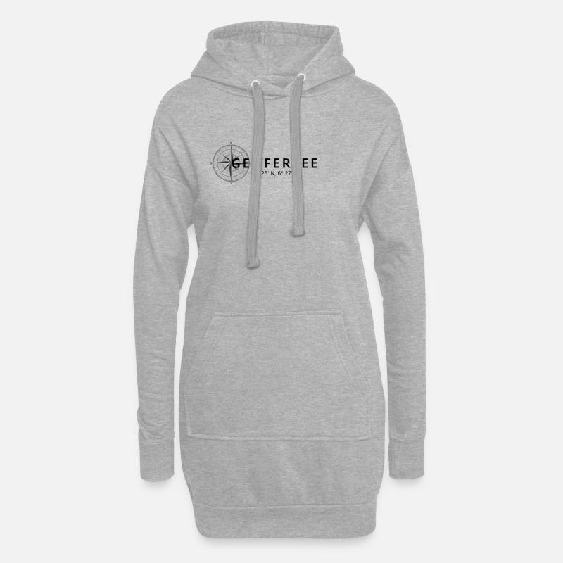 Genfersee Kompass Design - Hoodie-Kleid - Grau meliert