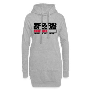 WEEKEND EN COURS - Sweat-shirt à capuche long Femme - gris chiné - Devant