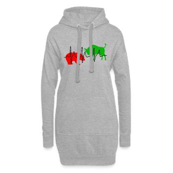 Bulle und Bär - Puls. Rot/Grün - Hoodie-Kleid - Grau meliert - Vorne