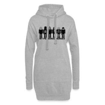Mes héros personnels - Sweat-shirt à capuche long Femme - gris chiné - Devant