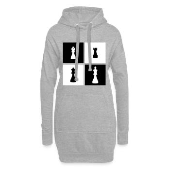 échecs - Sweat-shirt à capuche long Femme - gris chiné - Devant