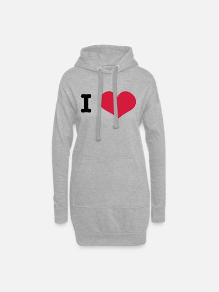 I Love ... (insert own text) - Hoodie-Kleid - Grau meliert