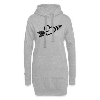 Verliebt Pfeil durch Herz - Hoodie-Kleid - Grau meliert - Vorne