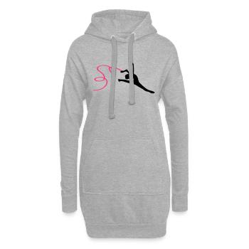 ribbon_gymnastic_silhouette-5 - Sweat-shirt à capuche long Femme - gris chiné - Devant