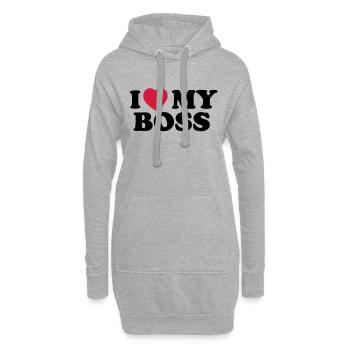 I love my boss - Sweat-shirt à capuche long Femme - gris chiné - Devant