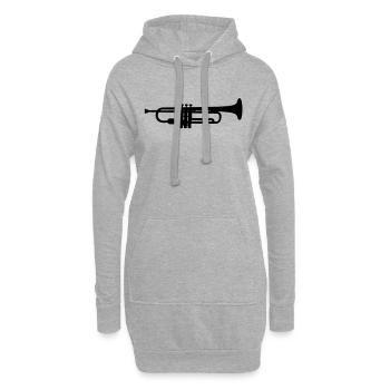 Trompete - Trumpet - Hoodie-Kleid - Grau meliert - Vorne