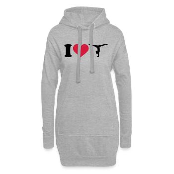 I love Gymnastique - Sweat-shirt à capuche long Femme - gris chiné - Devant