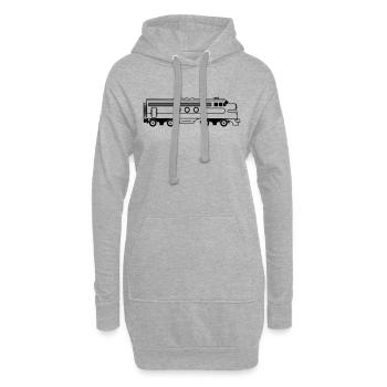 Train chemin de fer locomotive diesel - Sweat-shirt à capuche long Femme - gris chiné - Devant