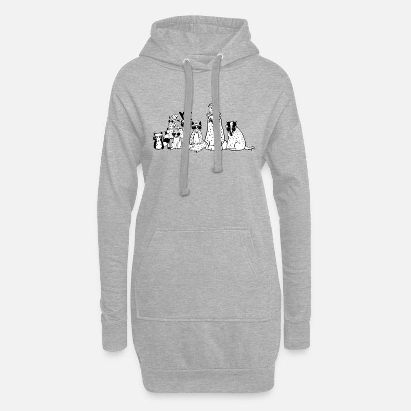 Coole Tiere aus dem Wald - Hoodie-Kleid - Grau meliert