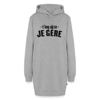 T'inquiète Je Gère Cadeau Humour - Sweat-shirt à capuche long Femme - gris chiné - Devant